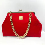 Big Red Velvet Frame Handbag