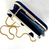 Zok and Zaari Black and White Velvet Clutch Handbag