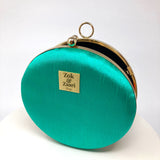 Zok and Zaari Cyan Brocade Clutch Handbag