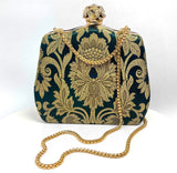 Zok and Zaari Gold Brocade Clutch Handbag