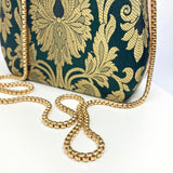 Zok and Zaari Gold Brocade Clutch Handbag