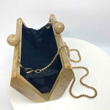 Pentagon Wood Clutch Handbag