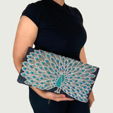 Zok and Zaari Hand embroidered black purse with silver chain