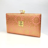 Zok and Zaari Pink Brocade Silk Clutch handbag