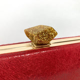 Zok and Zaari Red Faux Leather Clutch handbag