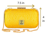 Zok and Zaari Yellow Brocade Clutch Handbag