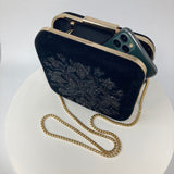 Zok and Zaari Hand embroidered black clutch handbag purse
