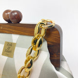 Zok and Zaar Yellow Digital Printed Handmade Handbag with gold wrist chain