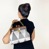 Zok and Zaar Yellow Digital Printed Handmade Handbag with gold wrist chain