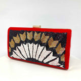 Arrow Velvet Hand Embroidered Clutch Handbag