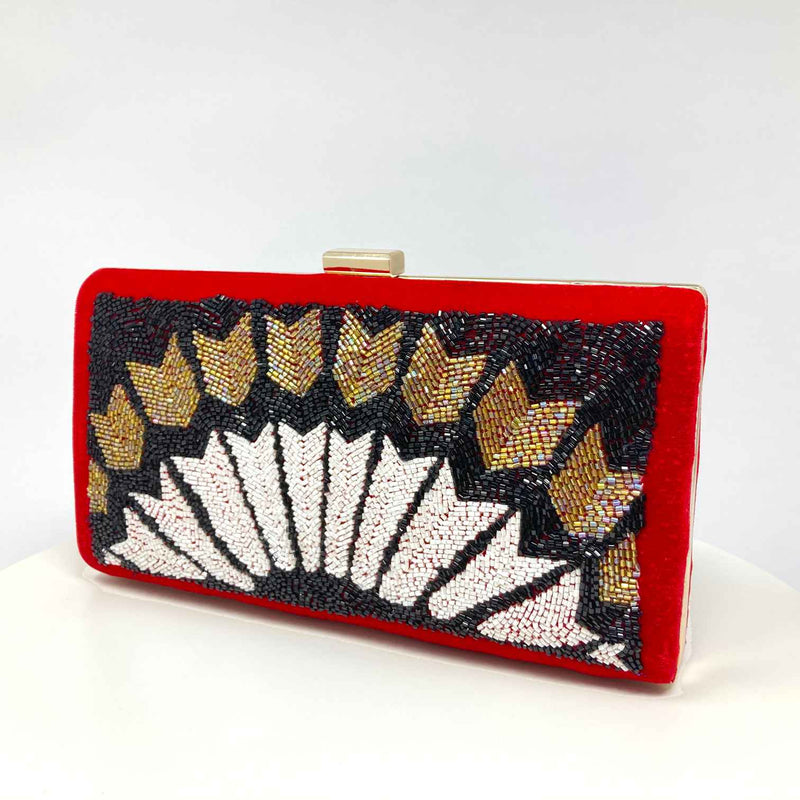 Arrow Velvet Hand Embroidered Clutch Handbag