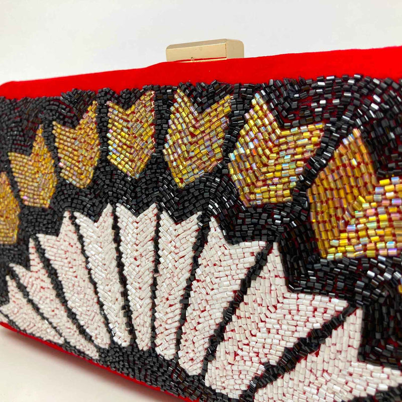 Arrow Velvet Hand Embroidered Clutch Handbag