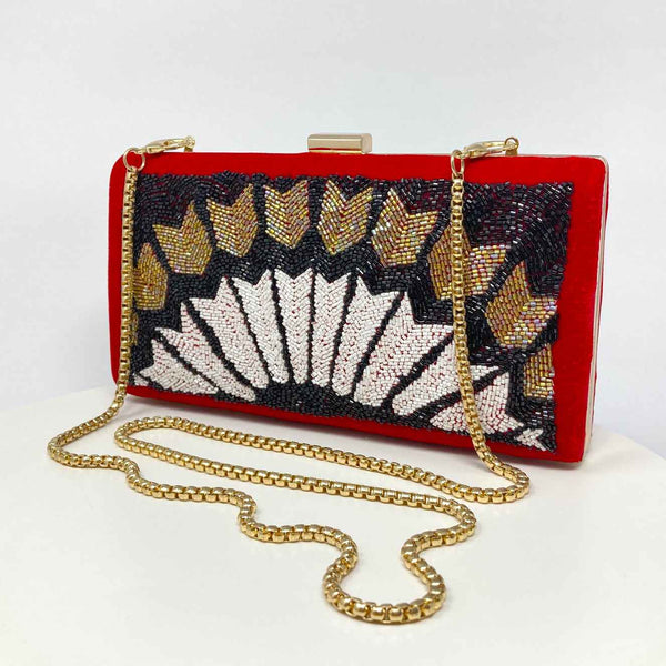 Arrow Velvet Hand Embroidered Clutch Handbag