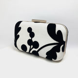 Zok and Zaari Black and White Velvet Clutch Handbag