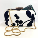 Zok and Zaari Black and White Velvet Clutch Handbag