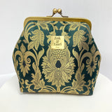 Zok and Zaari Green Brocade Metal Handmade Frame wrist handbag