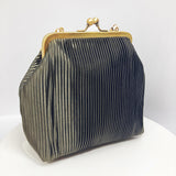 Zok and Zaari Pleated Brown Brass Frame wrist handbag