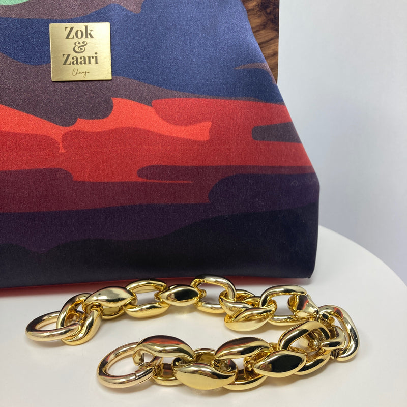 Zok and Zaari Digital Printing Teakwood handmade wrist handbag
