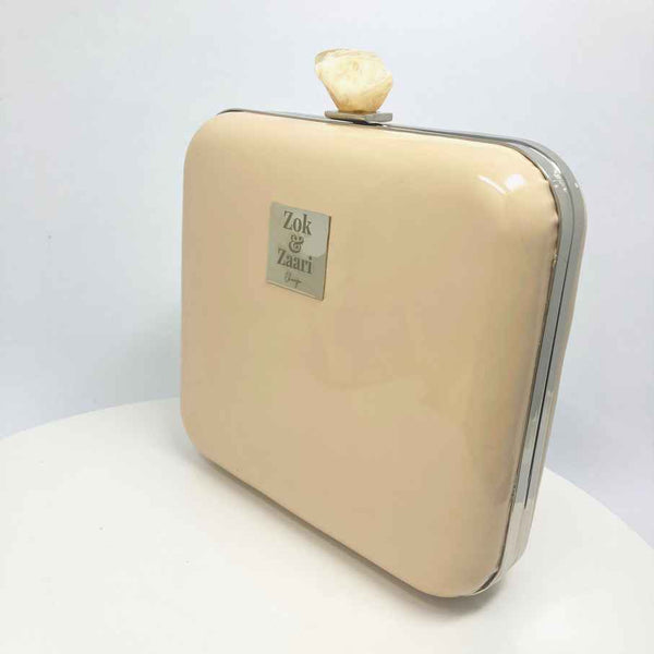 Cream Faux Leather Clutch Handbag