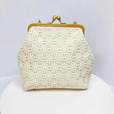 Zok and Zaari Crochet Brass Frame wrist handbag