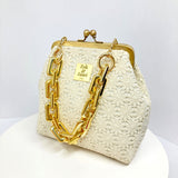 Zok and Zaari Crochet Brass Frame wrist handbag