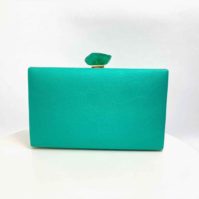 Cyan Faux Leather Clutch Handbag