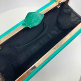 Cyan Faux Leather Clutch Handbag