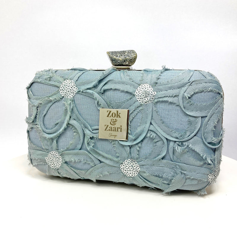 Zok and Zaari Grey Net Clutch Handbag Purse