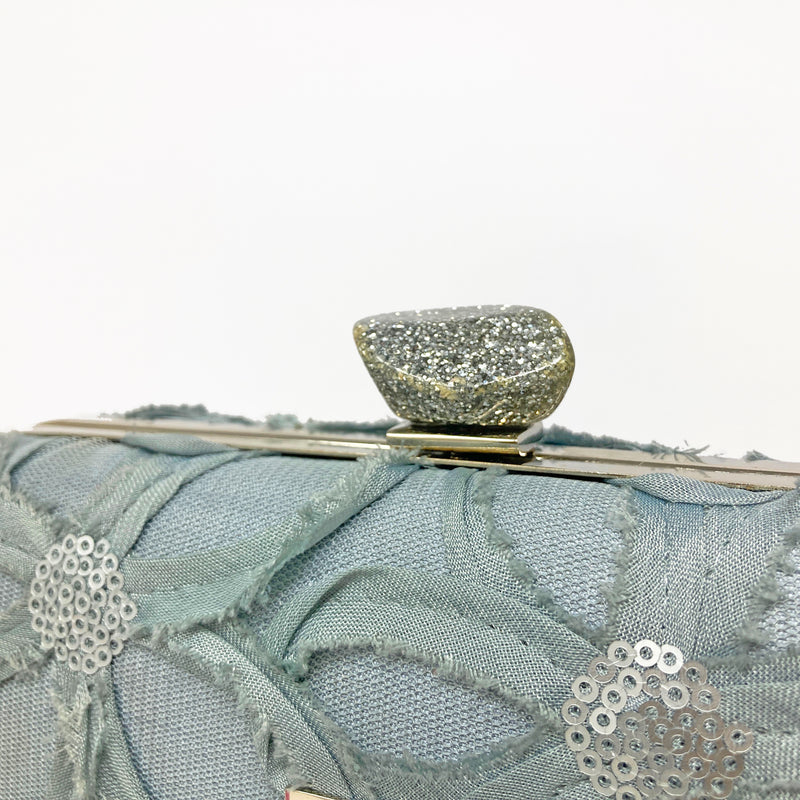 Zok and Zaari Grey Net Clutch Handbag Purse