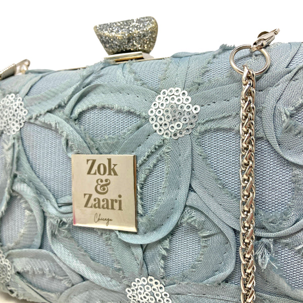 Zok and Zaari Grey Net Clutch Handbag Purse