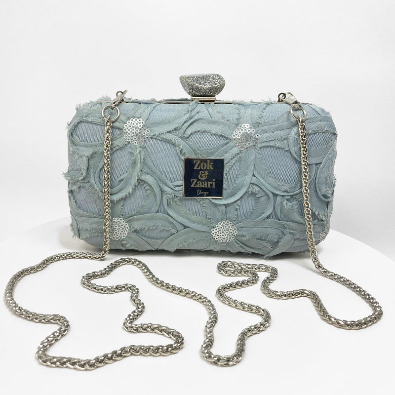 Zok and Zaari Grey Net Clutch Handbag Purse