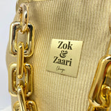 Zok and Zaari Gold Brocade Metal Handmade Frame wrist handbag