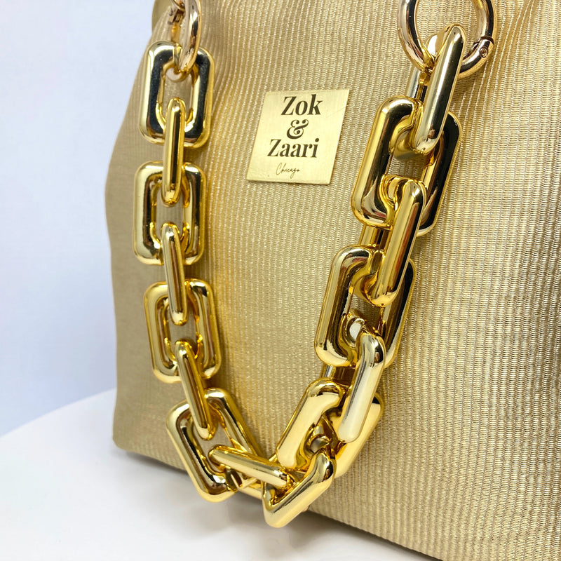 Zok and Zaari Gold Brocade Metal Handmade Frame wrist handbag