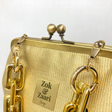 Zok and Zaari Gold Brocade Metal Handmade Frame wrist handbag