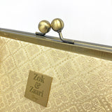 Zok and Zaari Gold Brocade Metal Handmade Frame wrist handbag