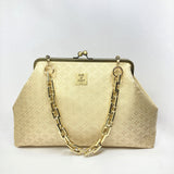 Zok and Zaari Gold Brocade Metal Handmade Frame wrist handbag