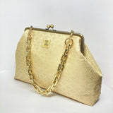 Zok and Zaari Gold Brocade Metal Handmade Frame wrist handbag