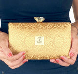 Zok and Zaari Gold Brocade Clutch Handbag