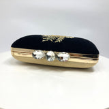 Gold Rose Velvet Clutch Handbag