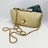 Gold Rose Velvet Clutch Handbag