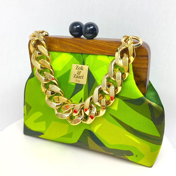 Zok and Zaari Digital Printing Teakwood wrist handbag