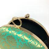 Zok and Zaari Cyan Brocade Clutch Handbag