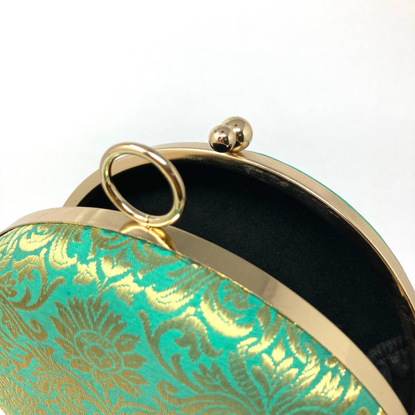 Zok and Zaari Cyan Brocade Clutch Handbag