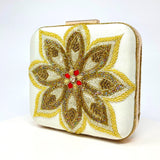 Zok and Zaari Hand Embroidered Bridal Clutch Handbag with gold chain