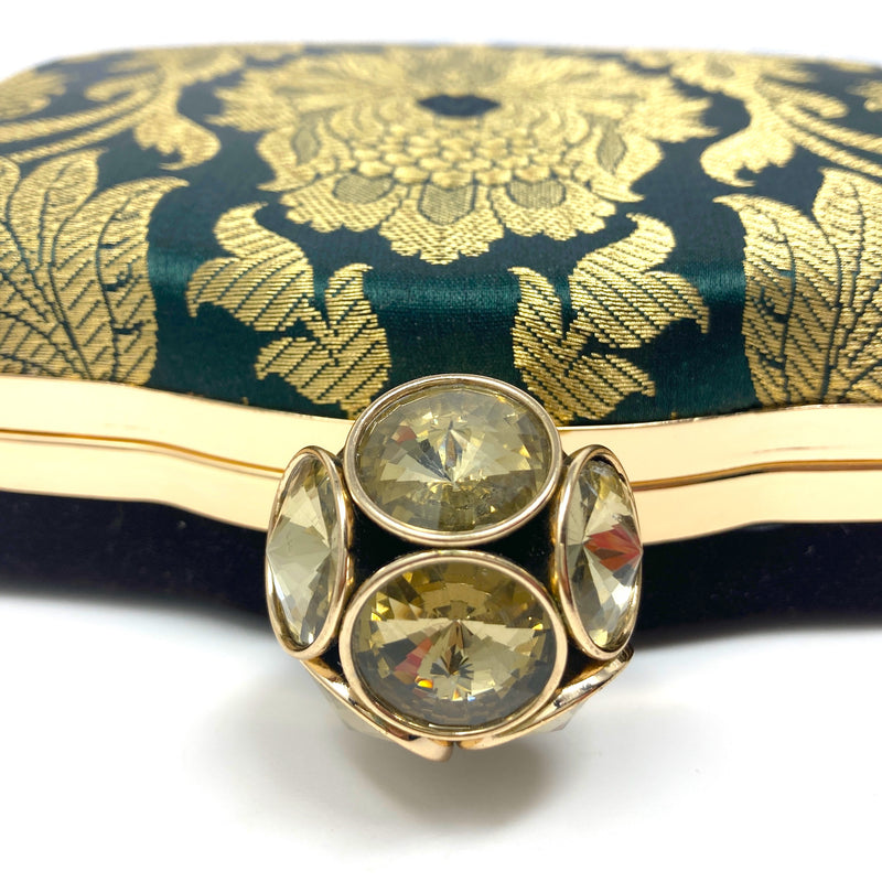 Zok and Zaari Gold Brocade Clutch Handbag