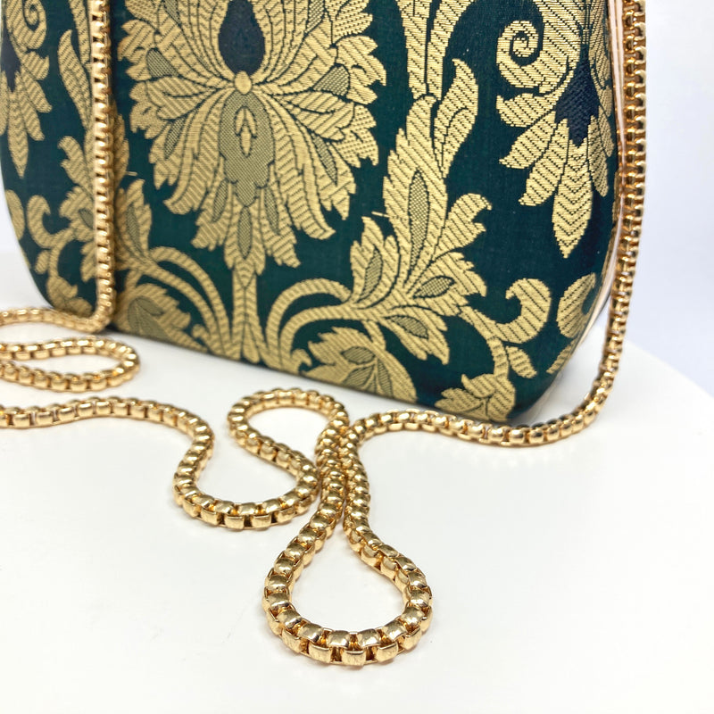 Zok and Zaari Gold Brocade Clutch Handbag