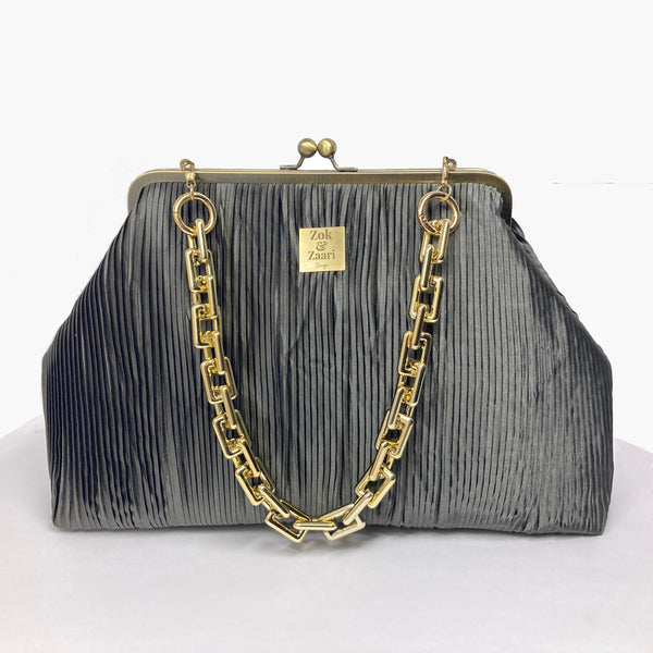 Pleated Biggie Frame Handbag