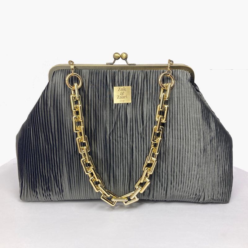 Pleated Biggie Frame Handbag