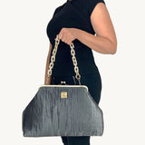 Pleated Biggie Frame Handbag