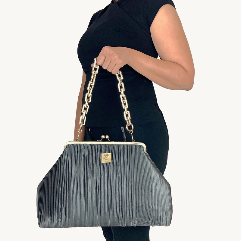 Pleated Biggie Frame Handbag